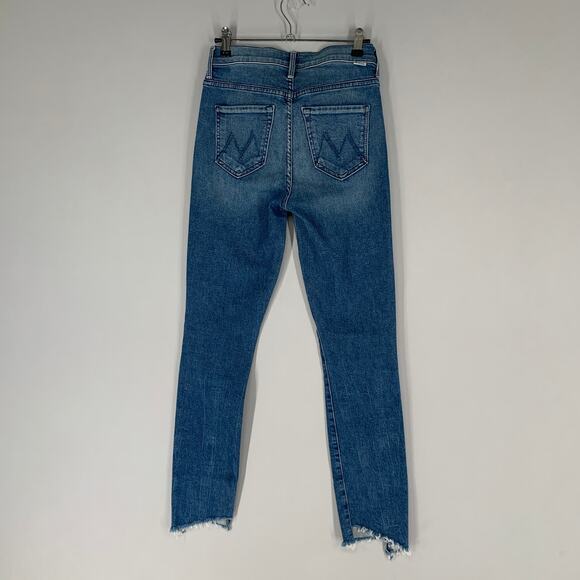 Mother Women Jeans 24 Blue Denim The Stunner Two Step Fray Runaway Train 27" - Picture 9 of 11